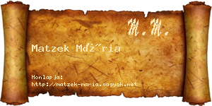 Matzek Mária névjegykártya